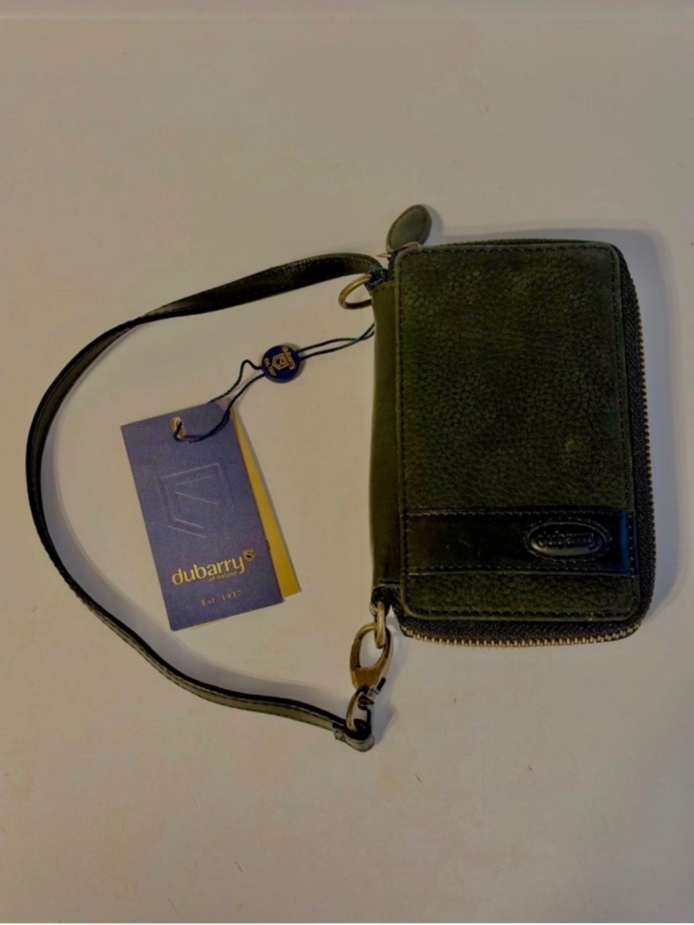 Dubarry of Ireland Emyvale Black Pebbled Leather Wristlet Wallet Phone Case NWT